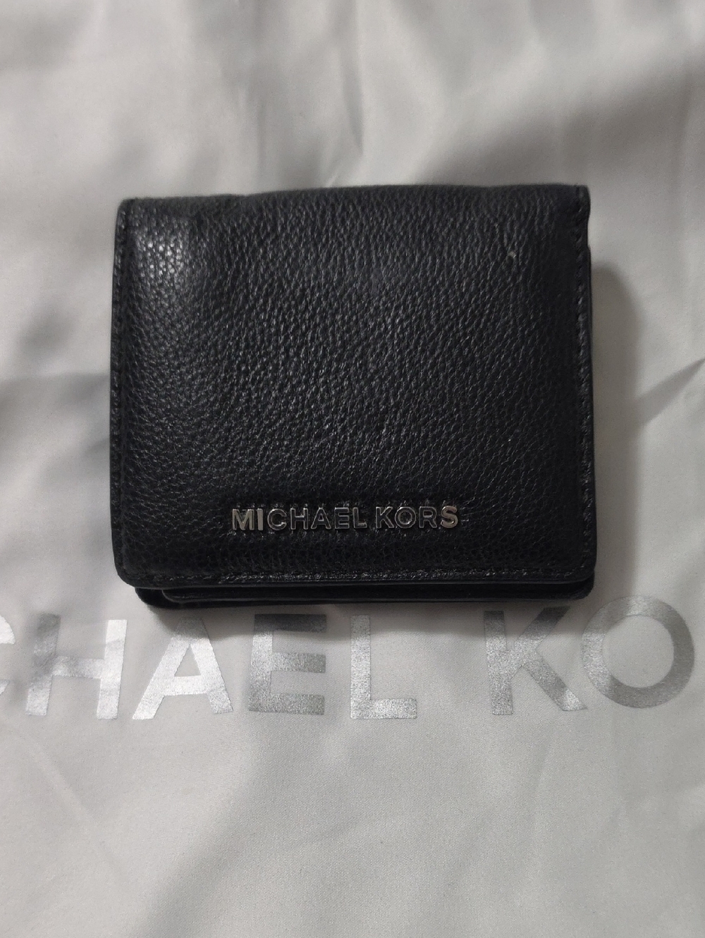 Michael Kors Black Pebbled Leather Compact Wallet